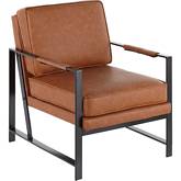 Franklin Arm Chair in Camel Leatherette & Black Metal